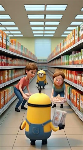 Minions Take Over the Supermarket! 🛒 Chaos & Food Fights! #shorts #minions