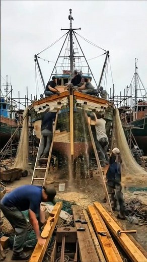 Wooden Fishing Boat Reborn! Amazing Boat Repair Transformation