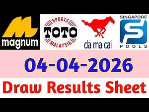 04-04-2026 Today 4D Results Magnum Toto Kuda/Damacai | 4d Result Today | Today 4d Result Live