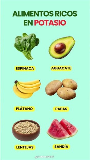 Alimentos que Debes COMER para tener más POTASIO 🥗 #alimentacion #saludable