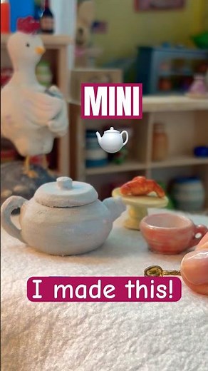 MINI Blue Clay Teapot Making #miniatures 💕🫖💕🫖💕🫖