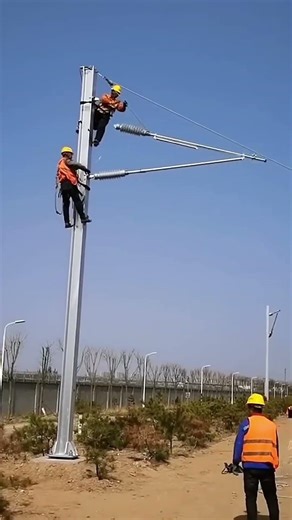 Electrical Distribution Pole Setup | Insulator Frame Mounting Method