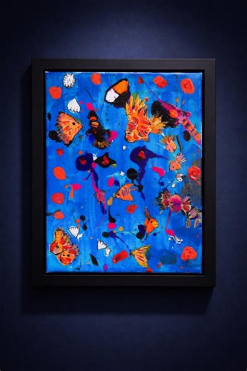 Bold Fish Painting, Bright Underwater Acrylic & Ink Art - Etsy