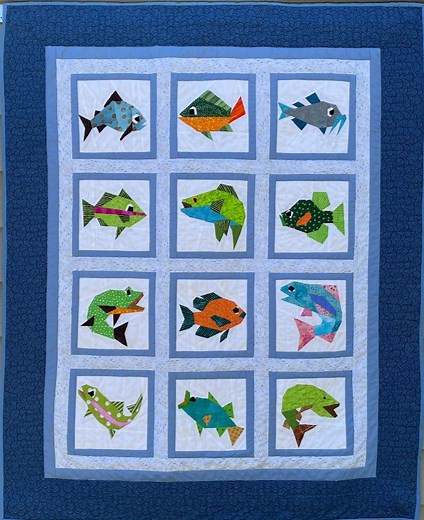 Something Fishy Quilt Pattern: Paper Pieced Fish Blocks (PDF Pattern) - Etsy