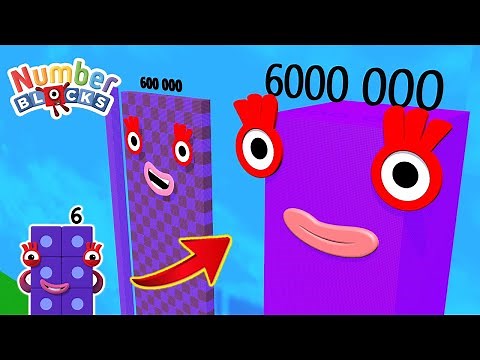 Numberblocks Comparison 6 60 600 6000 60000 600000 to 6 Million Numberblocks Standing Tall