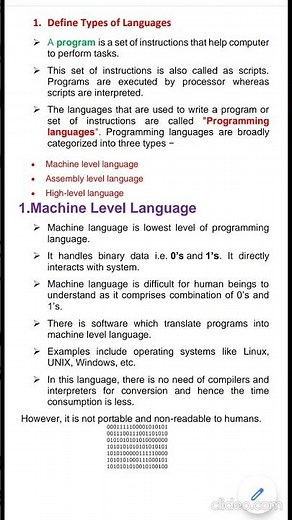 1. Types of Programming languages