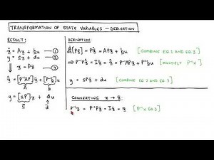 State variable control 8: Transformation of state variable models, Part 2