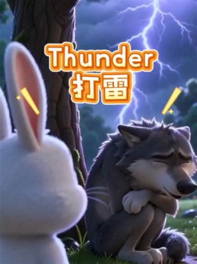 Big Wolf Scared of Thunder — Funny English Story for Kids