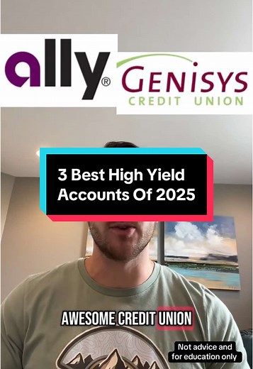 3 Best high yield saving/checking accounts in 2025 — don’t sleep on this free money 💤💸 1) Ally - Online Bank 3.60% APY 2.) Genisys - Credit Union 6.75% APY 3.) Discover - 3.60% APY #HYSA #education #personalfinance #fyp #fye #greenscreen