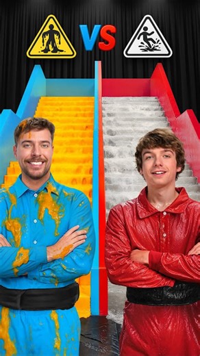 ᴍʀ ʙᴇᴀsᴛ on Instagram: "Slippery vs Sticky Stairs"