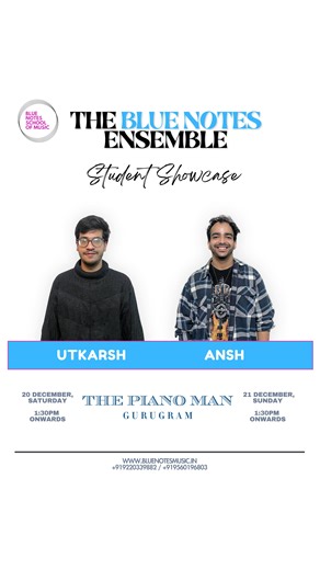 🎶 Meet Utkarsh & Ansh — two artists who bring honesty, passion, and creative depth to the Blue Notes stage. 🎸 Utkarsh Dobhal is a passionate writer with a love for crafting brand mock-ups across diverse domains. Music entered his life in 2020, during a time when he finally had the space to explore instruments and practice deeply. What began as curiosity soon became a meaningful part of his daily life. Utkarsh is drawn to the endless sonic possibilities that open up when one dives into music th