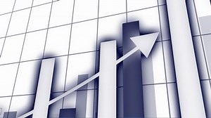 4k HUD graph with rising up arrow and bar stats,Financial data,diagrams showing a steady increase in profits