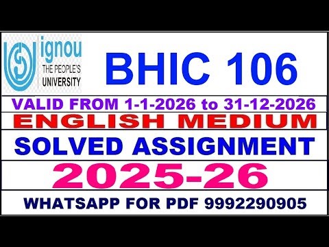 BHIC 106 solved assignment 2025-26 in English || bhic 106 solved assignment 2026 || bhic106 2025-26