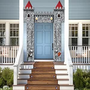 CHUNNIN 4PCS Medieval Entryway Party Decoration Castle Party Supplies Medieval Themed Hanging Door Banner Castle Knight Porch Banner Runners for Kids Birthday Baby Shower Favors