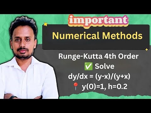 Runge-Kutta 4th Order Method | Solve dy/dx = (y−x)/(y+x) | Find y(0.2) Step-by-Step