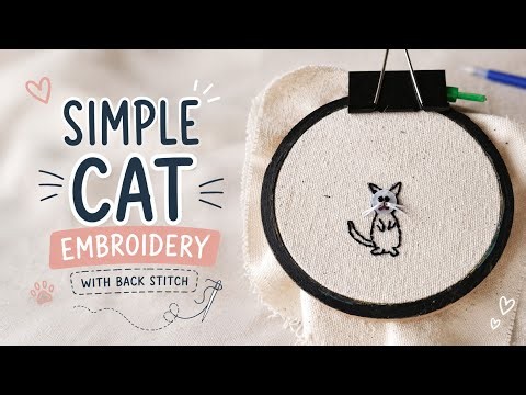 🐱Cat embroidery for beginners 🧶✨ | Step by step Tutorial 🎉