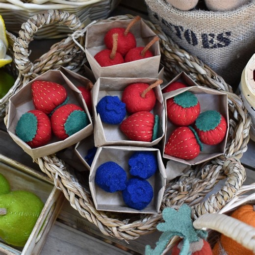 Wool Felt Play Food Berries: Hand Sewn Sustainable Toys, Imaginative Play - Etsy Canada
