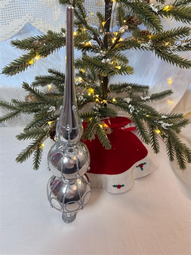 Vintage Silver Blown Glass Finial Tree Topper - Etsy