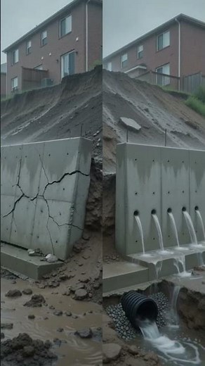Bad vs Good Retaining Wall 🌧️ Heavy Rain Test#Construction #CivilEngineering #RetainingWall