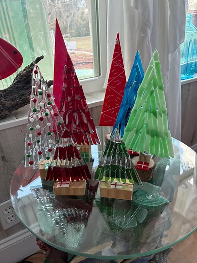Fused Glass Art Christmas Trees With Presents - Etsy