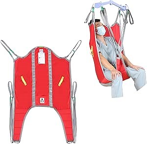 Toileting Lift Sling with High Back, Universal Patient Lift Sling with Divided Leg U-Sling for Transfer, Sitting & Commode Use, 500lbs(Large)