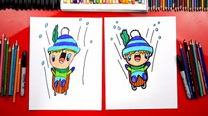 How To Draw A Kid Sledding - Art For Kids Hub — Free Drawing Lessons for Kids -