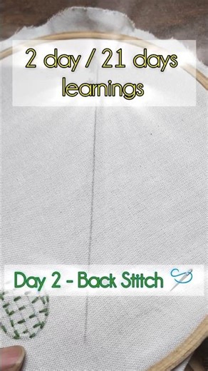 Day 2 - Learning embroidery - Back Stitch 🪡#learnwithme #shorts #21dayschallenge #beginnersstitch