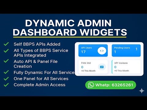 All in One Verification, BBPS , PAN Service Add Manage Widgets Admin Panel Full Code