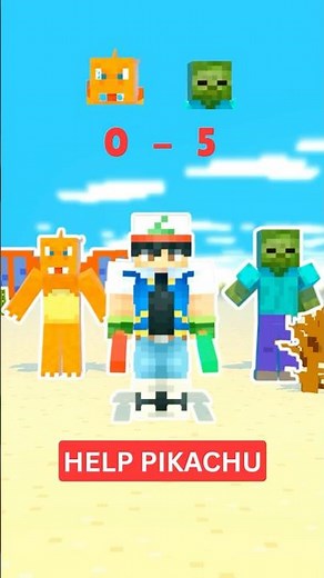 HELP Pikachu WIN Against Minecraft Mobs! #minecraft #pokemon #shorts