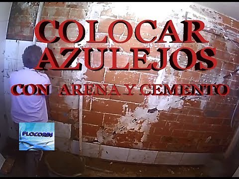 Colocacion de azulejos con arena y cemento