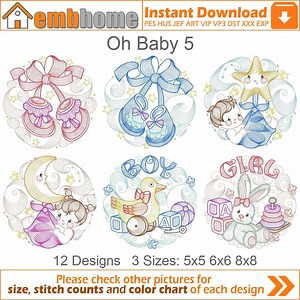 Oh Baby Machine Embroidery Designs Pack Instant Download 5x5 6x6 8x8 Hoop 12 Designs APE3447 - Etsy