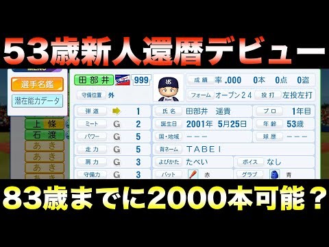 【還暦】53歳の最弱選手を60歳からデビューさせて通算2000安打を達成させられるか？【パワプロ2025】