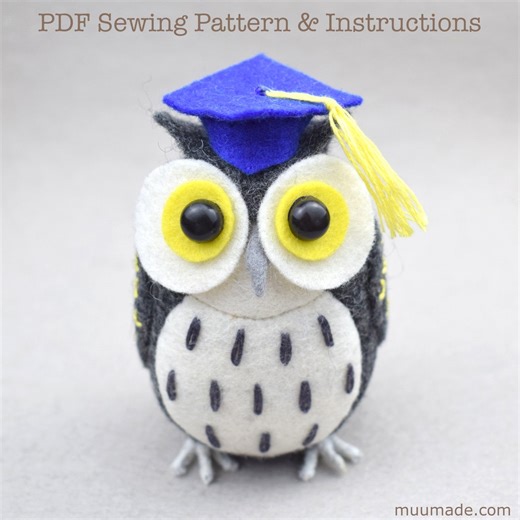 Owl Sewing Pattern & Tutorial in English: DIY Felt Animal Toy, Felt Bird Ornament Craft (PDF Pattern) - Etsy New Zealand