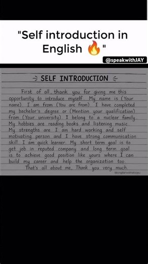 🎤 Self Introduction in English🚀Level up your English 1% daily✅✅# #quicktype #markdown #textmeshpro