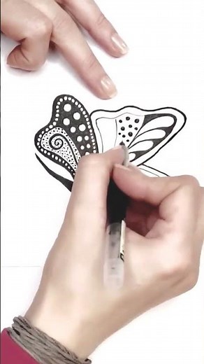 Drawing idea for beginners 🔸 Zentangle butterfly #zentanglepatterns