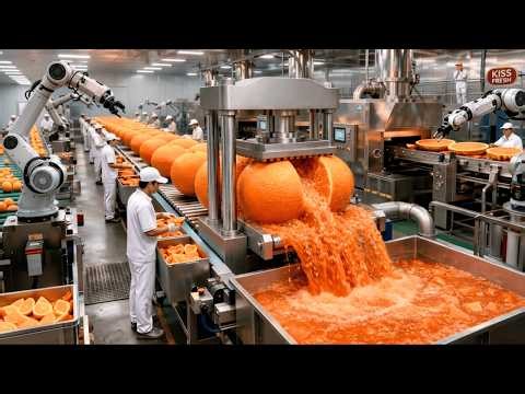 Inside a Orange Production Factory: The Complete Orange Juice Processing