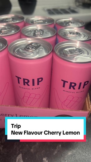 TRIP Cherry Lemon - 12 Cans - Lightly sparkling drink with Magnesium, Chamomile, Lion’s Mane and Lemon Balm – Low Calorie & Vegan