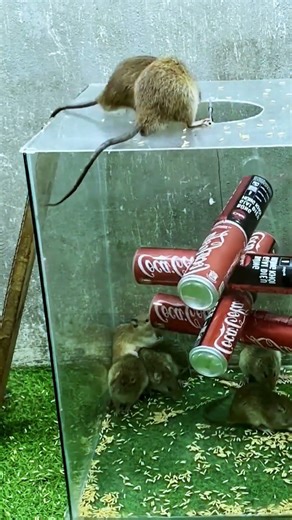 Best mouse trap at home. Best mouse trap from a glass mixed with a drink can #rat #animals