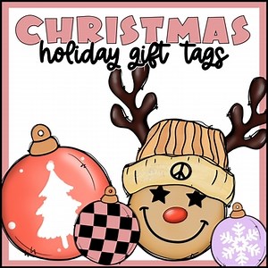 Retro Christmas Reindeer Gift Tag | Student Holiday Favor Tag