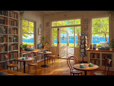 Summer Coffee Shop Bookstore Ambience - Feel Good Jazz for a Sunny Day