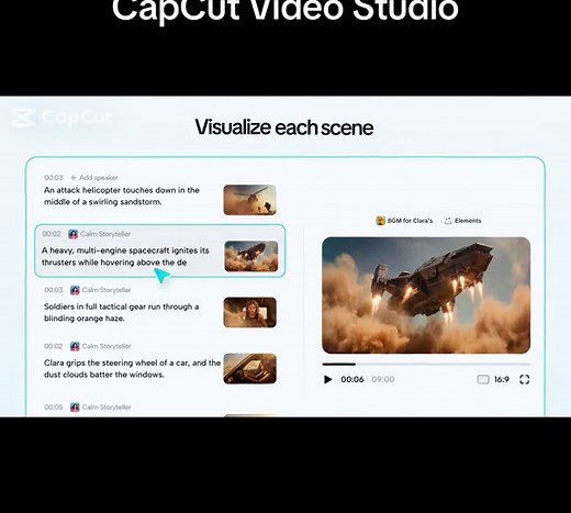 Introducing CapCut Video Studio, a timeline-free way to create videos on CapCut Web, supporting Dreamina Seedance 2.0! Video Studio is your canvas-based AI production workspace, built for creators at every level to bring great stories to life. This is where ideas become finished videos for every stage of your creative process, from ideation, character building, storyboarding, scene generation, detail polishing, editing and exporting. It happens on one unlimited canvas: → AI agent to help you ide
