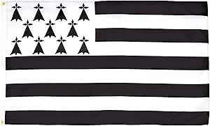 AZ FLAG - Brittany Flag - Large 5x8 Ft - 100D Polyester French Region Of Bretagne Big Banner with Two Metal Grommets - Fade Resistant - Vivid Colors - 5' x 8' Feet - 250x150 Cm