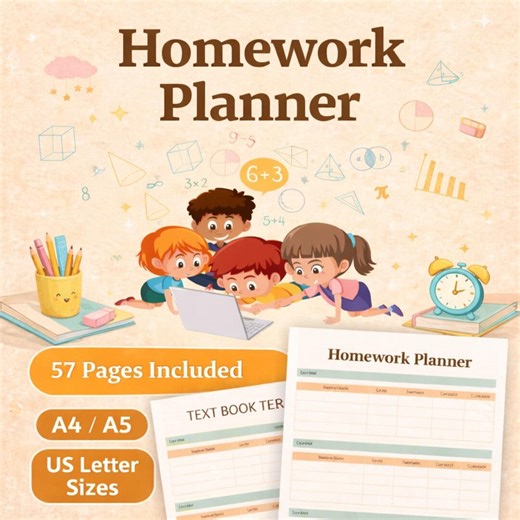 Homework Planner Printable Student Assignment Tracker Study Organizer for Kids Teens School Work Planner PDF Daily Weekly Homework 57 Pages - Etsy