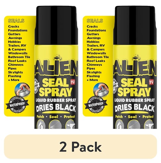 (2 pack) Alien Waterproof Sealant Spray Black Caulk 14 oz Liquid Rubber Seal Insulate for Indoor Outdoor
