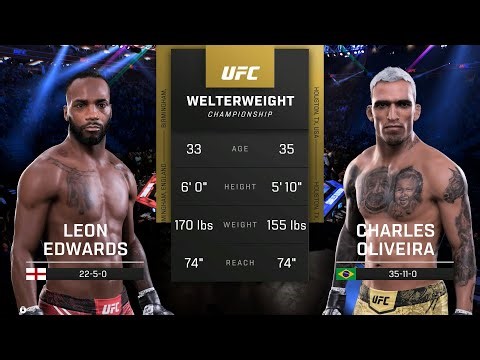 Leon Edwards vs. Charles Oliveira Full Fight - UFC 5 Fight Night