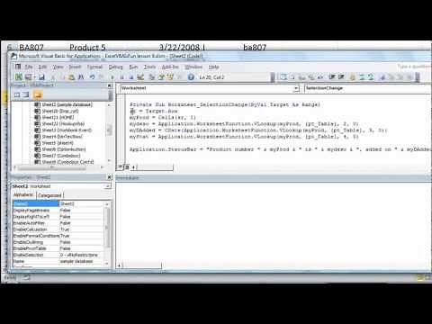 Excel VBA Basics #21 Put VLOOKUP info in StatusBar using Application.Statusbar