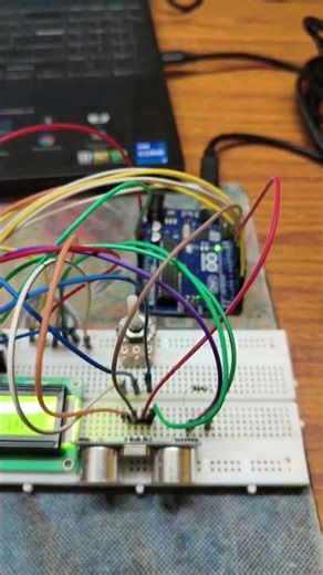 Distance measurement with ultrasonic sensor #youtubeshorts #arduino #electronics #diyprojects