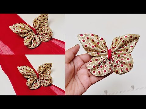How to Make Fabric Butterfly Pins | Fabric Butterfly Making Easy | Butterfly Latkan Design