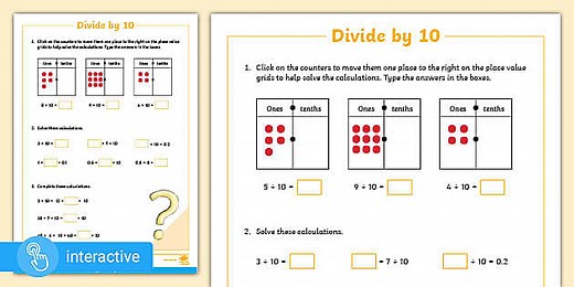 Interactive PDF White Rose Maths Supporting Year 4: Spring Block 4 Decimals: Divide 1-Digit by 10