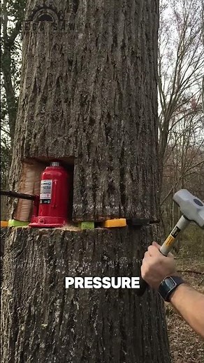 Felling a Tree with a Hydraulic Jack